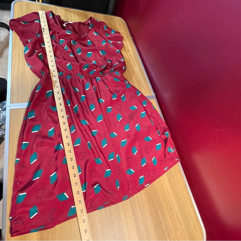 Peach Love California Midi Dress in Red and Teal - books and glasses, teacher - Picture 9 of 9